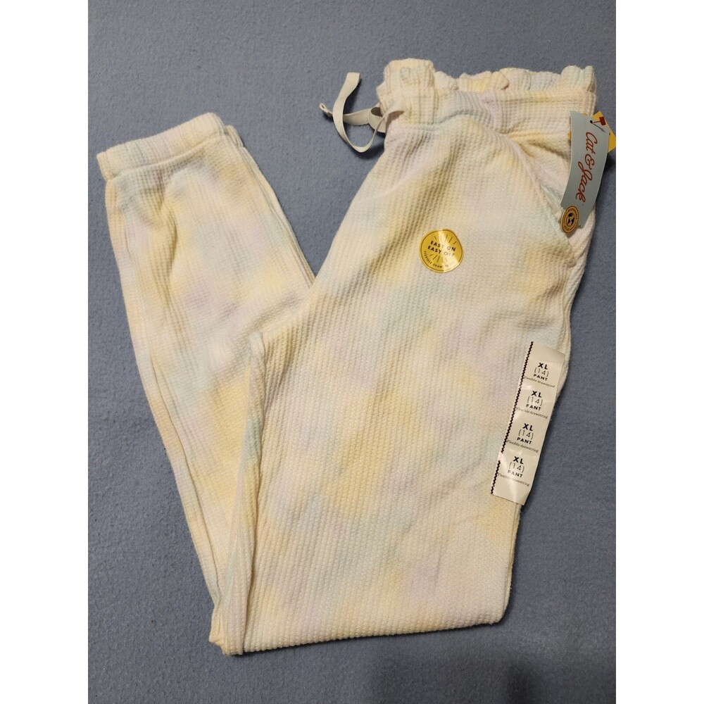 Cat & Jack Girls XL 14 Thermal Jogger Pants Tie Dye Pull On Tie Waist
